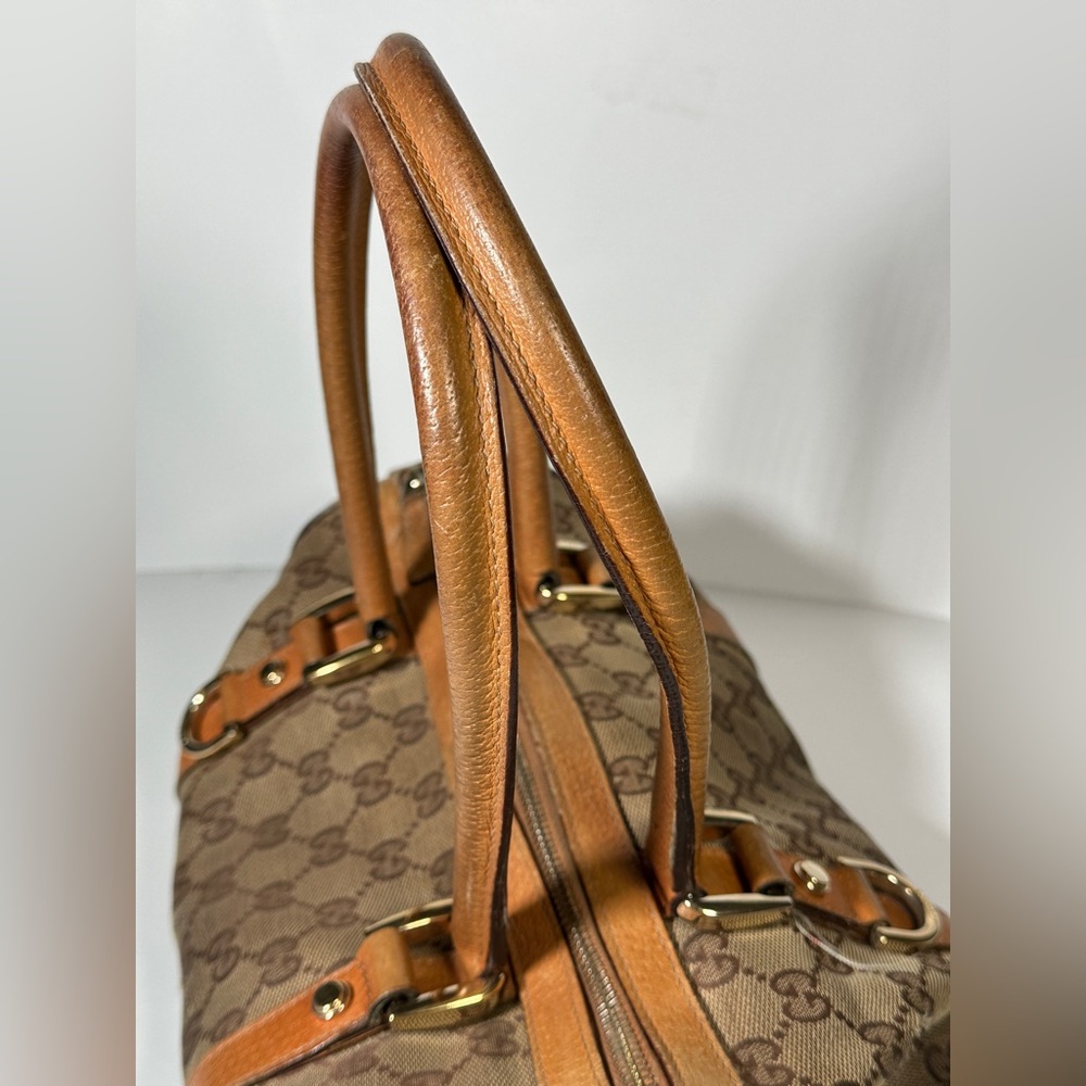 GUCCI Mini Boston Bag Abby GG Canvas BRW Distressed Designer Hand Bag Authentic - Picture 10 of 16